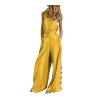 Pgeraug pantalone za žene bez rukava kombinezone Dot Print Wide noge Bib hlače Zapotrebe za žene žuti