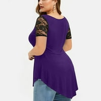 Modne tiskane majice PurpleWomen Odeća poklon za dvorište Plus veličina Žene Solidna cvjetna čipka za