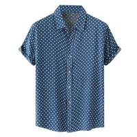 Havajska majica za muškarce muško ljetno casual tačke za ispis male majice kratki rukav isključite košulju ogrlice plave boje