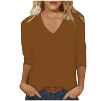 Košulja za žensku žensku modnu solidnu majicu sa labavim majicom rukava rukava V-izrez casual tops