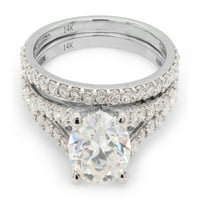 CTTW Center okrugli laboratorija Kreirala je Moissine Diamond Wedder Bend Bridal Set prsten u 14K Solid