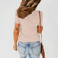 Rollbacks Ženska ljetna casual majica Solid Boja kratki rukav V-izrez šuplji izlepni bluza Slim Fit