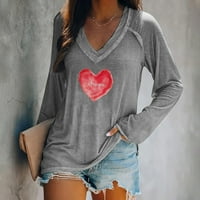 Ženski pad vrhova žena modni casual labav dan zaljubljenih ispisuje pulover bluza sa punim rukavima