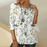 Bluze za žene, ženske vrhove majica za čišćenje prodaje modna žena kauzal okruglica za ispis bluza dugih