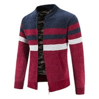 Lilgiuy muške jeseni i zimske karirane ruke pletene džemper džemper jakna crvena jesen zima
