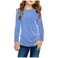 Dječje djevojke majice posade dugi rukavi dugi rukavi pune boje bluze casual labav vrhovi veličine xl;