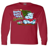 Inktastic Želim hipopotamus za božićnu majicu s dugim rukavima
