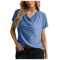 Cacommmark PI Ženski vrhovi plus veličina bluza za čišćenje ljetna V-izrez obična majica s kratkim rukavima