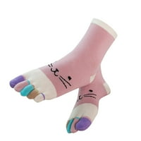 PXIAKGY SOCKS za žene Žene Šareni patchwork toe čarape Pet čarape za prste Pamučne smiješne čarape ljubičaste + jedna veličina