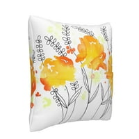 Posteljina jastučnice, narančasto-vodkolor cvijeće Dekorativni bacanje Pokriveni jastuk sa džepovima