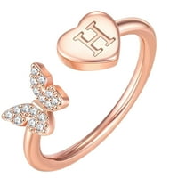 Yubnlvae prsten početno slovo abeceda zvoni z srebrnog i zlatnog podesivog prstena za žene za žene djevojke nakit
