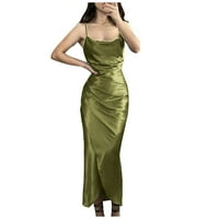 Ženske haljine dužine gležnja na rukavu bez rukava maxi solid halter ljetna haljina zelena 3xl