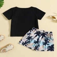 Wybzd Toddler Boy Havajski ljetni odjel Slovo Naočale Ispiši majicu kratkih rukava kratke hlače Coconut