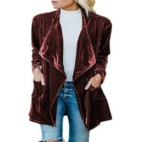Bomotoo ženska kardigan jakna šal vrat Redovna montažna odjeća jesen casual solid color kaput vino crveno