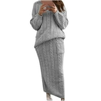 Ženska zimska Chunky kabel dugačka suknja odjeća dugih rukava sruši džemper sa visokim strukom Maxi