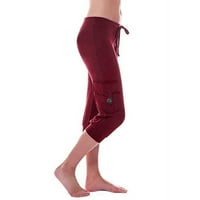 Capris joga hlače s džepovima za žene, ženske visokog struka rastegnute bootcut ravne noge teretni hlače