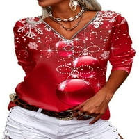 Cindysus ženske modne vrhove dugih rukava dame casual tunika bluza sa zatvaračem sa zatvaračem za slučaj Božić s labavim tee plavim 3xl