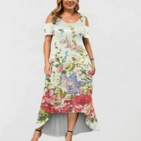 Solacol Womens Ljetni vrhovi kratki rukav ženski ljetni modni ljetna haljina za žene sa rukavima modne