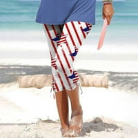 Ženske plaže Capri hlače Ljeto casual caprim gamašima elastične struke manžetne vještačke rastezljive