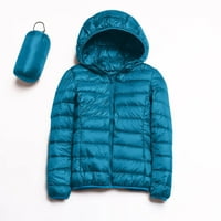 Ženske puffer jakne lagana kapuljača s kapuljačom pakiranje pune boje vodootporni puffer pune zip izolirani