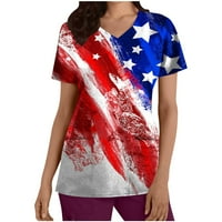 Dnevni vrhovi za neovisnost za ženska majica s kratkim rukavima u okruglom vratu 4. juli Patriotic Tees