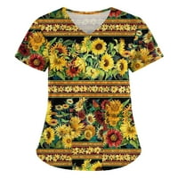 Ženski ljetni vrhovi plus veličina kratkih rukava s vratnom bluzom s kratkim rukavima Yellow 3xl
