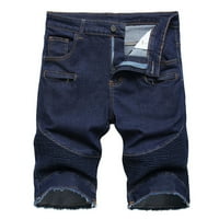 Pyju muški jean kratke hlače Čvrsta boja opeped uznemirena jean kratke hlače Vintage casual na otvorenom