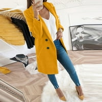Ženski zimski kaput gornji odjećni odjeća FAU pune boje zimske dugih rukava topla žuta veličina L