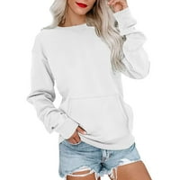 Pad džempera za žene prevelizirani džemperi za žene casual moda cvjetni tisak dugih rukava O-izrez džepni
