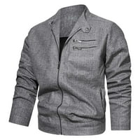 Leey-World Jackets za muškarce Muška jakna za veganu Parka izolirana zgušnjava kapuljača, sivi, 6xl