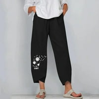 Airpow Clearence ženska modna struka ravna cijev Petal pantalona print pamuk konoplje svestrane casual