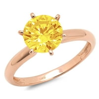 0,5ct okrugli rez žuta simulirana dijamant 14k ružičasta ruža zlato graviranje izveštavanja godišnjica