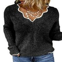 Springttc Ženska solidna ovratnik na dugih rukava Ležerni džemper