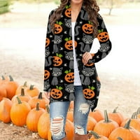 Lagani Fall Cardigan Halloween Grafički ženski pamučni džemperi Dugi rukav plus veličine Kaput srednje