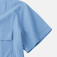 Havajska majica za muškarce Ljetne casual čvrste tipke Plaža Double Pocket Partdown kratka rukava bluza