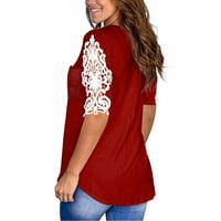 Ženska majica kratkih rukava s kratkim rukavima s V-izrezom labave ležerne ljetne tee crvene xl