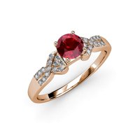 Ruby and Diamond zaručni prsten 1. CT TW u 14k Rose Gold.Size 8.0