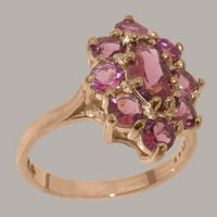 Britanska napravljena 10k Rose Gold Natural Pink Tourmaline Womens Promise Ring - Opcije veličine - Veličina 7,75