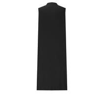 Absuyy ženska haljina - ljetna ženska puna boja pamučna posteljina bez rukava bez rukava duga haljina s dugim krovom crne veličine xl