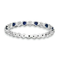LE & LU Sterling Silver Spacables Izrazi cr. Sapphire & Diamond Ring LAL11221
