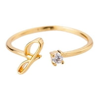 Mnjin Gold Personalizirani prsten za prsten za prsten Personalizirani početni slovo Otvoreni prsten