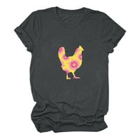 Zodggu Popust Modni ženski bluza Funny Grafički trendy Comfy Labavi Ležerne prilike, Chicken Print kratkih