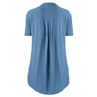 Hesxuno Plus veličine za žene Ljetne trendi majice u boji Slim Fit V izrez Dugme s kratkim rukavima