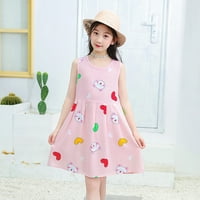 Ljetne haljine djevojke i male haljine bez rukava cvjetno print ružičasto 150