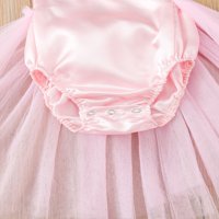 Visgogo Baby Girl haljina za rub, novorođenčev uzorak s tiskanim mrežastim suknjem dugme bez rukava