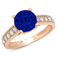 2.18ct okrugli rez simulirani plavi safir 14k ružičasto zlato Angažova za angažovanje prstena 10,5