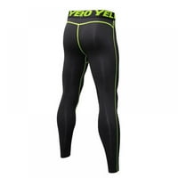 Muške suho fit kompresijske hlače za vježbanje trkačkih gamaši, crna + zelena l