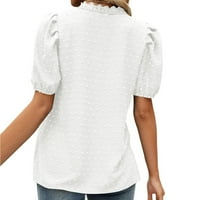 Ženske bluze za žene Ležerne prilike ljetne vrhove čipke V-izrez kratkih rukava Šifonska odjeća za slobodno
