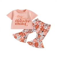 Odjeća za djecu za djevojke za djevojke ostaju divlje cvijeće dječje majice cvjetne pantalone hlače