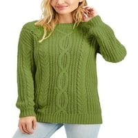 Ženska gusta čista boja debela boja pletena topli džemper za jesen i zimu